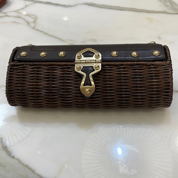 Michael Kors Brown Woven Leather Clutch—GORGEOUS!!Gold Accents-Excellent Cond!